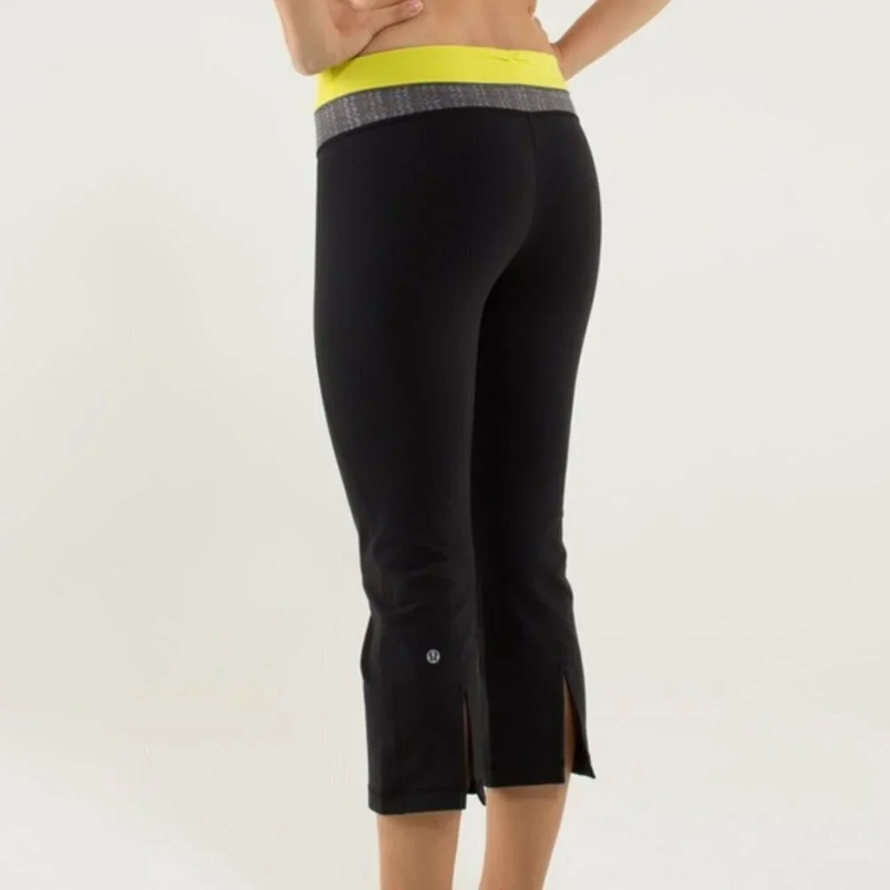LULULEMON Black & Quilt Gather & Crow Cropped Leggings